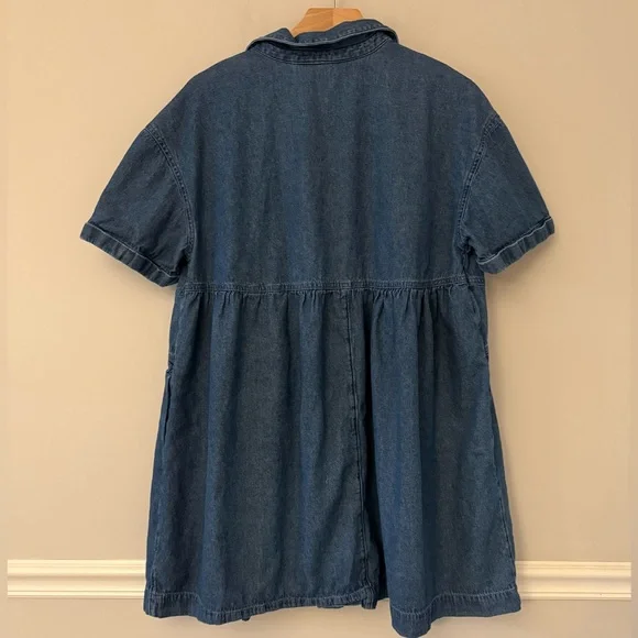 Terra & sky western country denim jean button down short sleeve dress. 0X  14W. - Picture 2 of 7